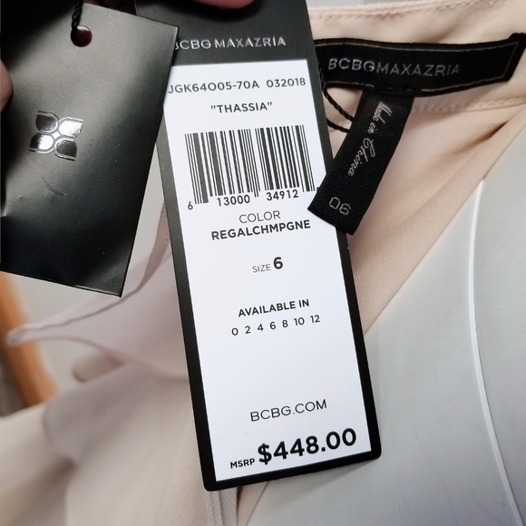 nwt BCBGMAXAZRIA Thassia Tiered Beaded Gown Dress - Picture 4 of 8